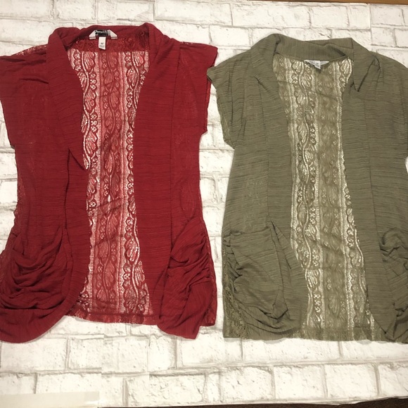 Speechless Tops - 2 Speechless Lace Back Open Front with pockets